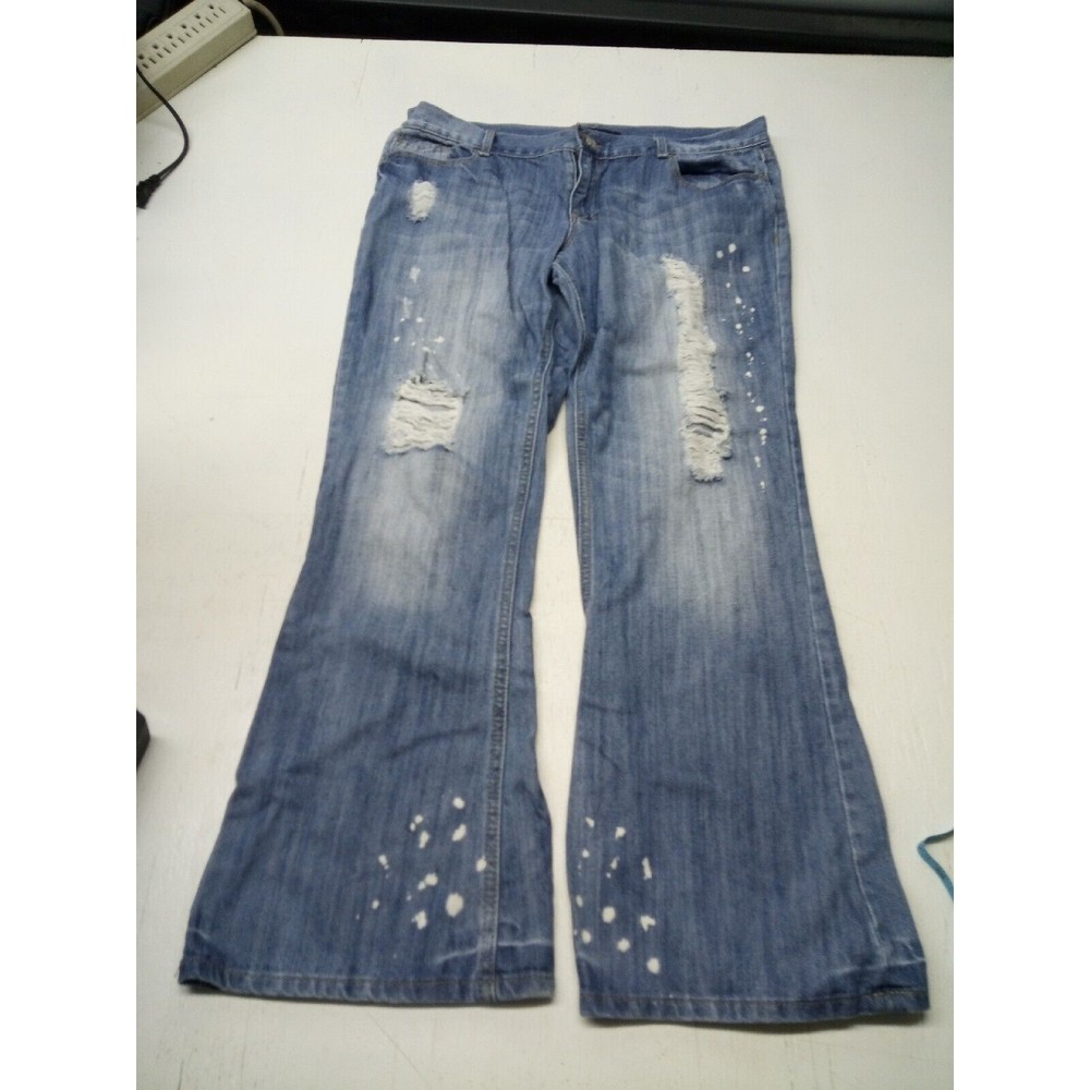 REVOLT Jeans Company Blue Jeans Pants Bleach Stained & Distressed See Pic